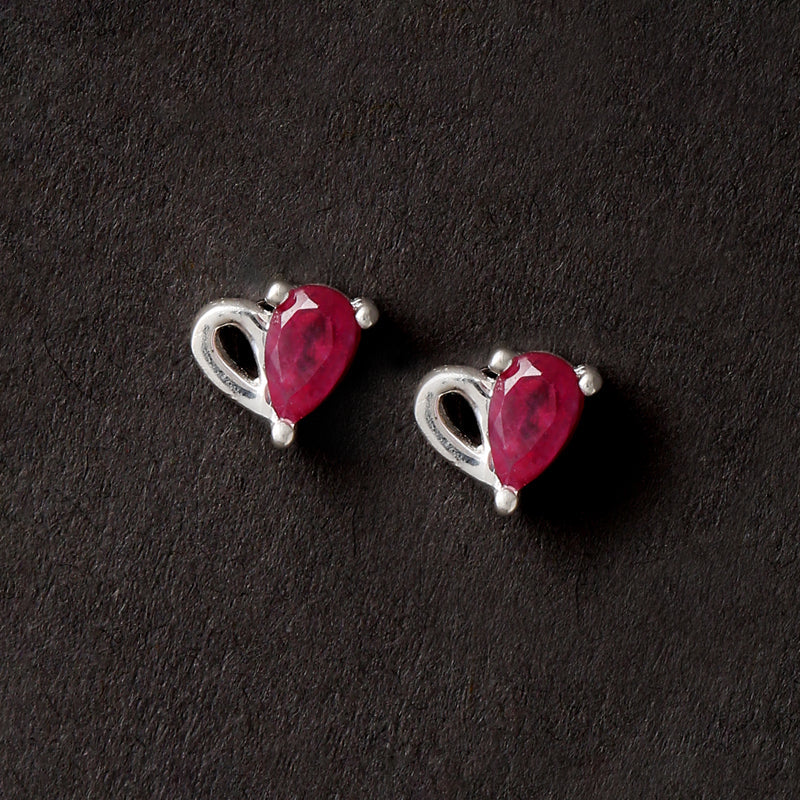 Ruby Heart Studs