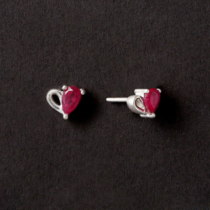 Ruby Heart Studs-1