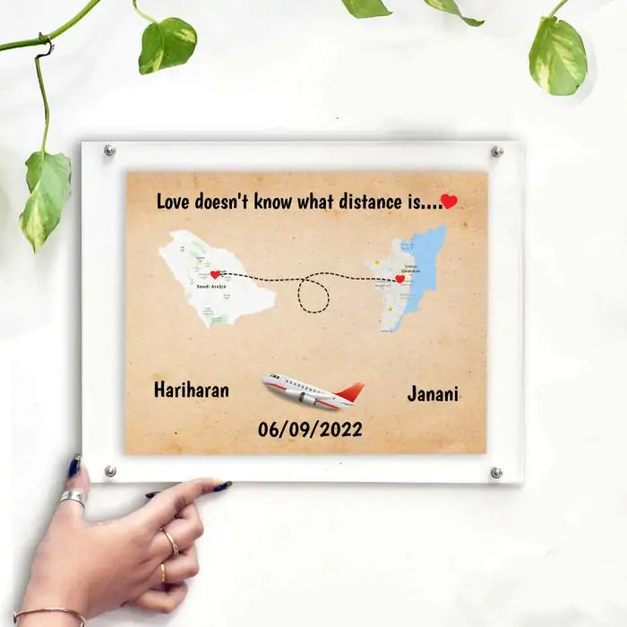 Personalised Love Knows No Distance Poster Frame