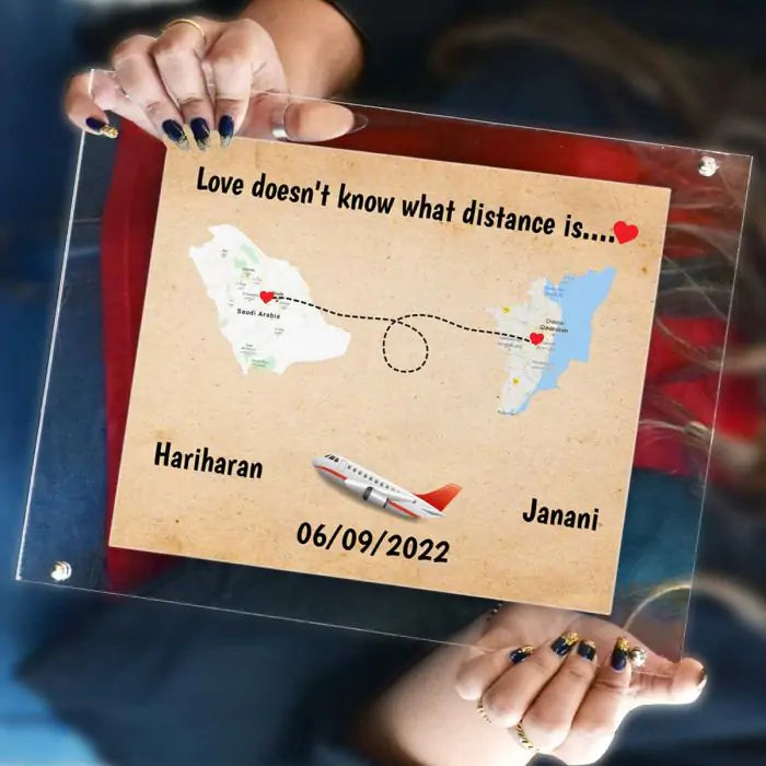 Personalised Love Knows No Distance Poster Frame