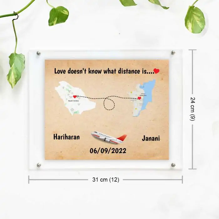 Personalised Love Knows No Distance Poster Frame