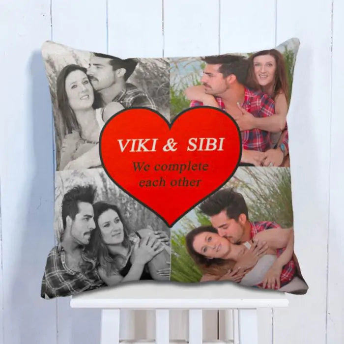 Personalized Complete Each Other Photo Cushion Gift for Valentine's Day 1