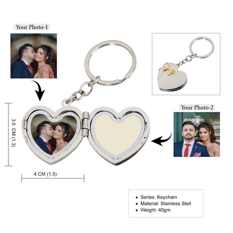 Personalised Heart Photo Frame Keychain-5