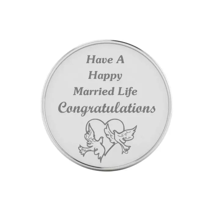 Happy Couple Wedding Silver Coins