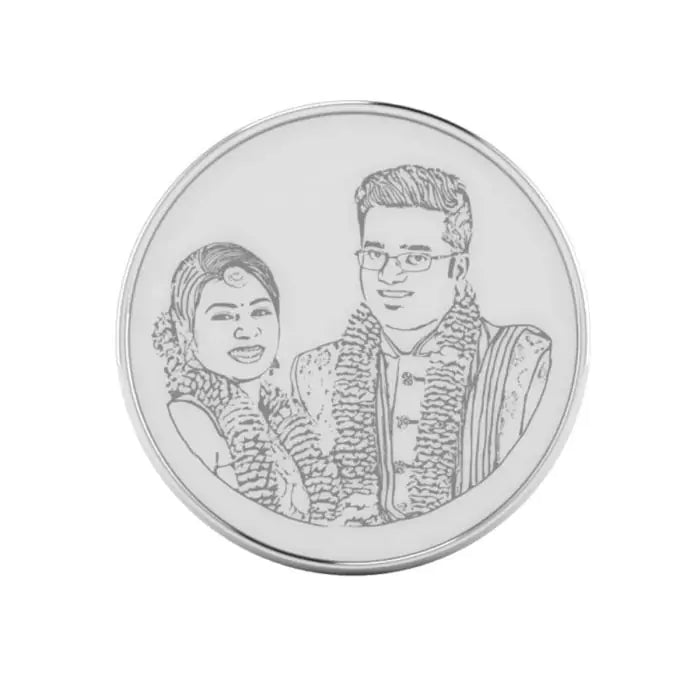 Bride And The Groom Photo Engraved Silver Coin-1