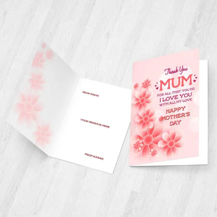 Customized Thank You Mum Greeting Card Gift For Mother's Day 3