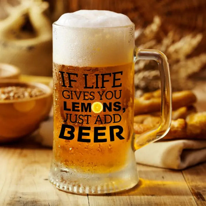 Life Gives You Lemon Beer Mug 600ml - Beer Lover Gift