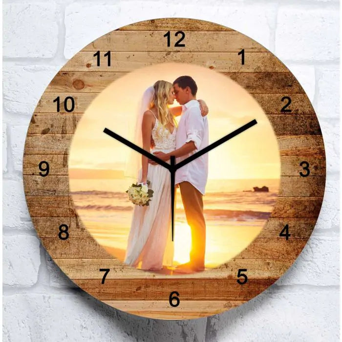 Personalised Wooden Textured Couple Clock