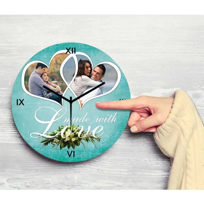 Personalised Photo in Hearts Clock