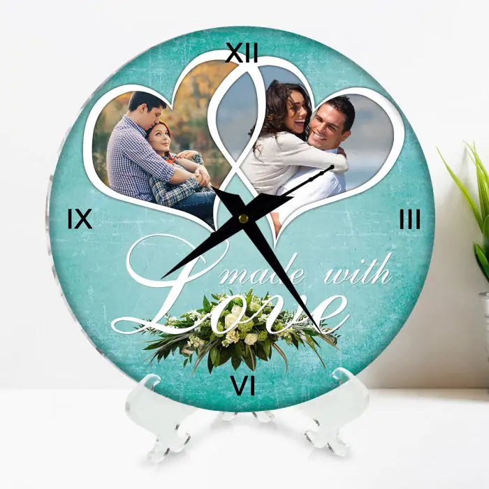 Personalised Photo in Hearts Clock