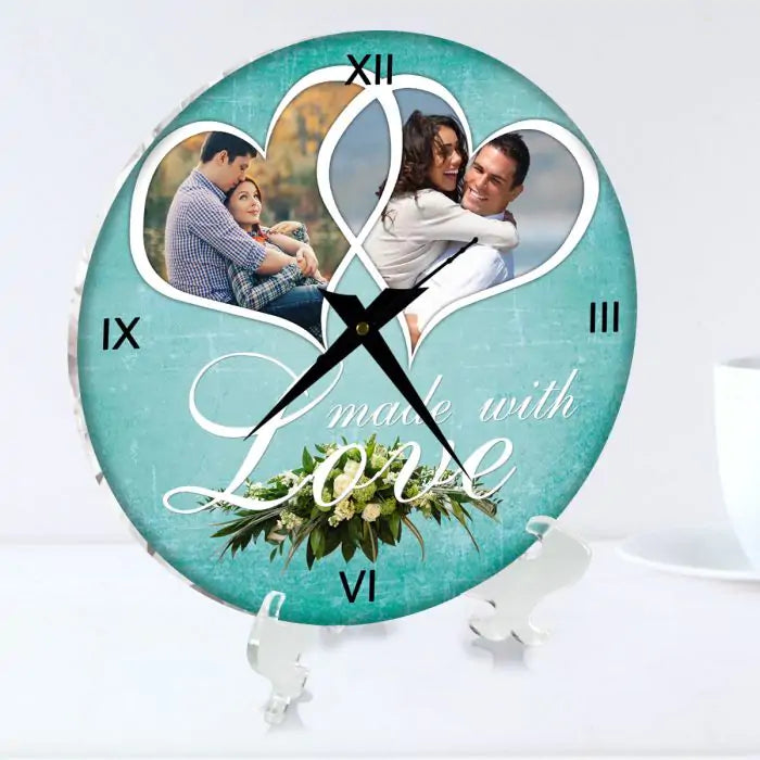 Personalised Photo in Hearts Clock
