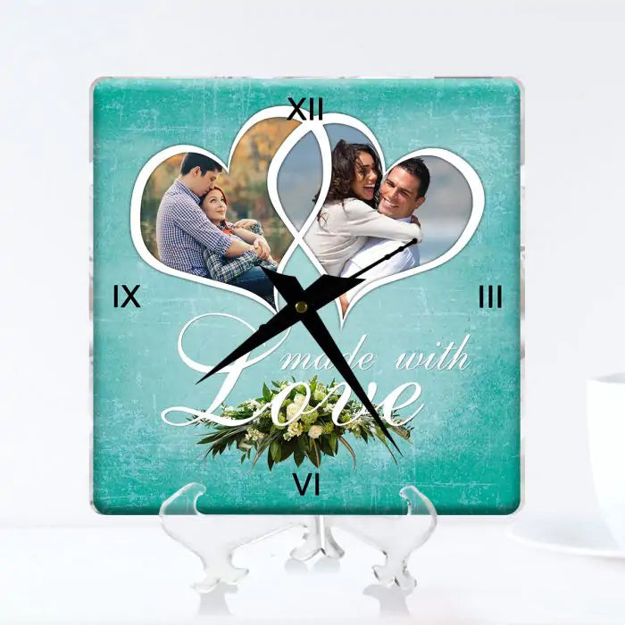 Personalised Photo in Hearts Clock