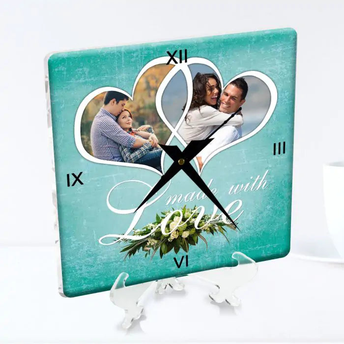 Personalised Photo in Hearts Clock