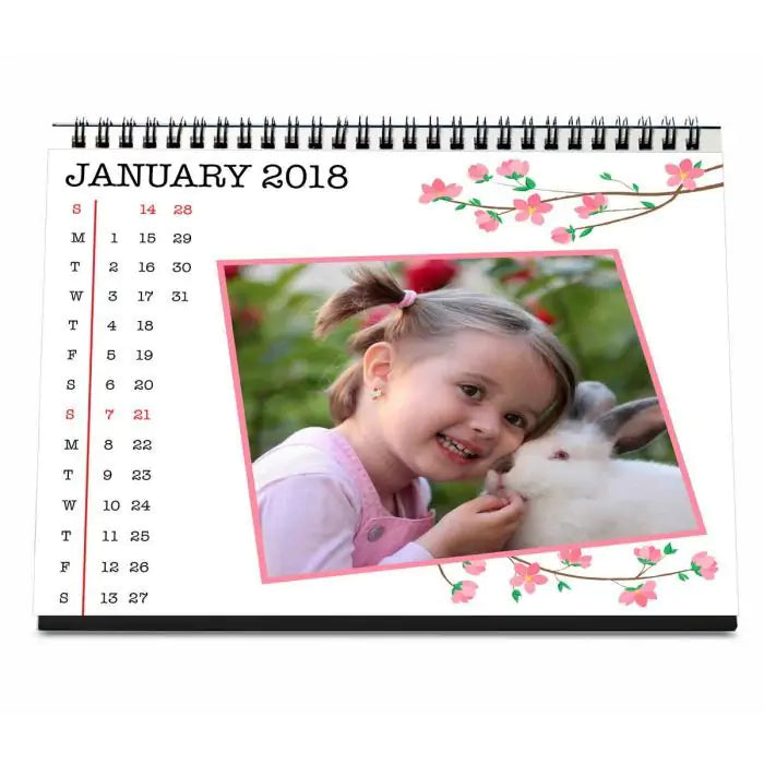 Floral Boarder Personalised Desk Calendar