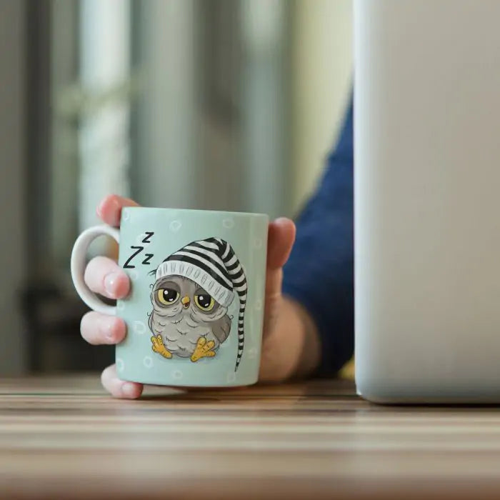 Sleepy Owl Ceramic Mug