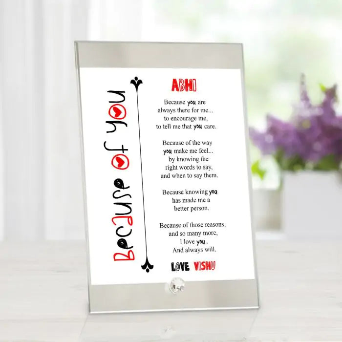Personalised Just Because You Are Glass Keepsake-1