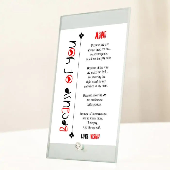 Personalised Just Because You Are Glass Keepsake-4