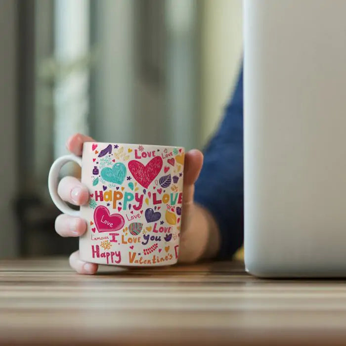 Happy Love Ceramic Couple Coffee Mug Gift for Valentine's Day-5