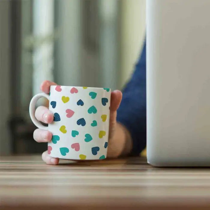 Colourful Hearts Printed Ceramic Couple Coffee Mug Gift for Valentine's Day-5