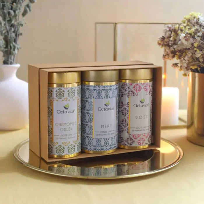 Octavius Gourmet Tea Collection| Tealightful Infusions Range - 3 Tins Packed In An Exclusive Gift box-1