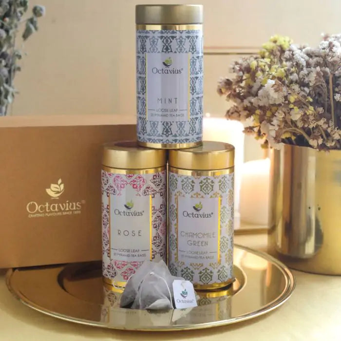 Octavius Gourmet Tea Collection| Tealightful Infusions Range - 3 Tins Packed In An Exclusive Gift box