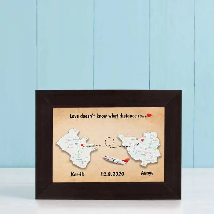 Personalised Love Knows No Distance Poster Frame