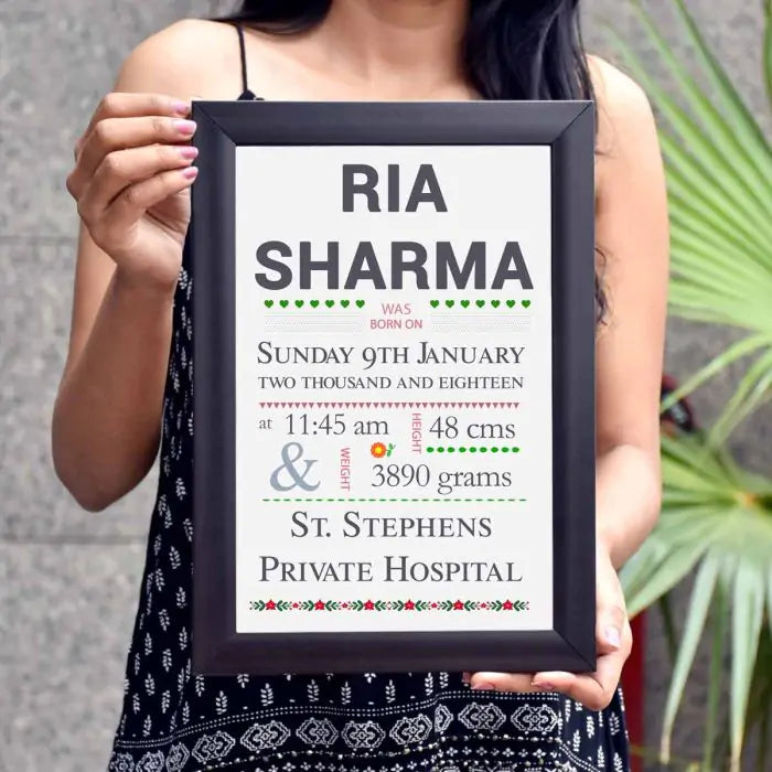 Personalised Baby Girl Birth Details Poster-1