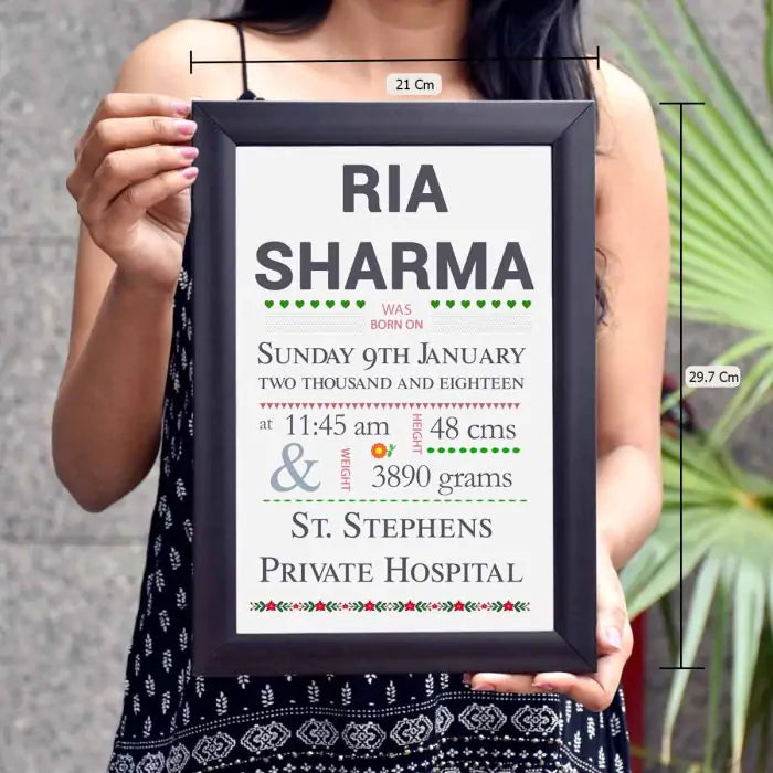 Personalised Baby Girl Birth Details Poster-3