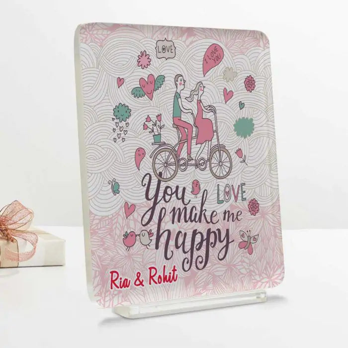 Personalised You Make Me Happy Acrylic Plaque-2