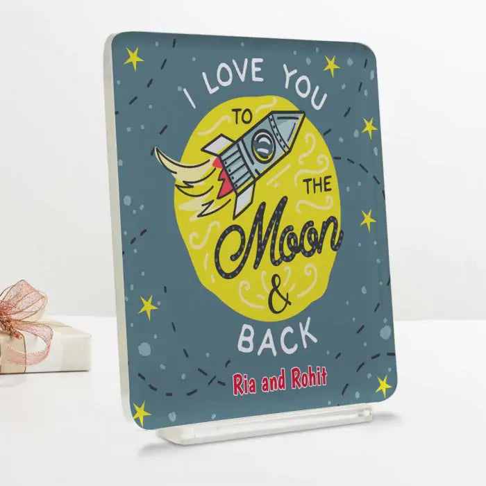 Personalised The Moon & Back Acrylic Plaque