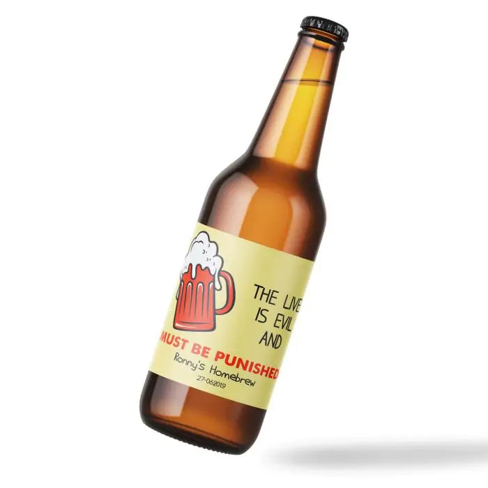 Set of 6 Personalised Liver Must Be Punsihed Beer Label