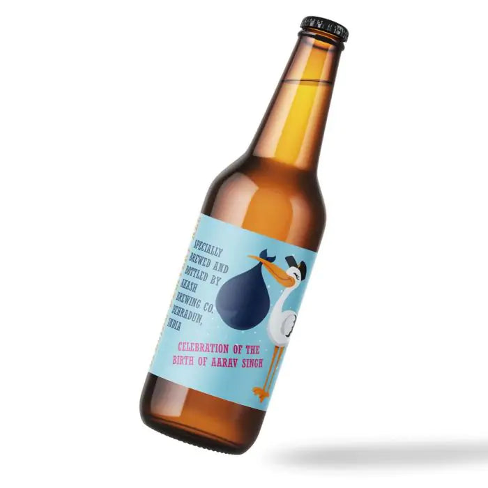 Set of 6 Personalised new Baby Beer Label