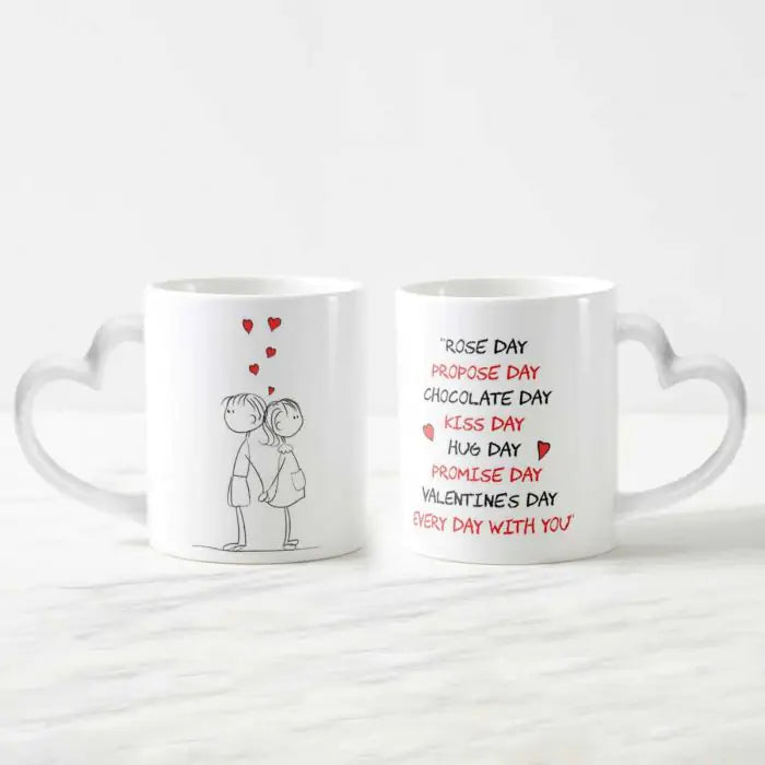Valentine's Week Heart Shape Handle Ceramic Mug