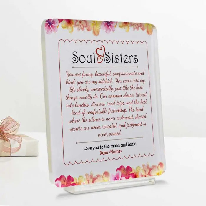 Soul Sisters Personalised Friendship Keepsake