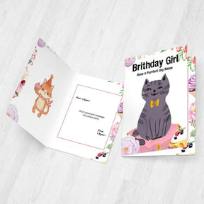 Personalised Happy Birthday Kitty Girl Greeting Card