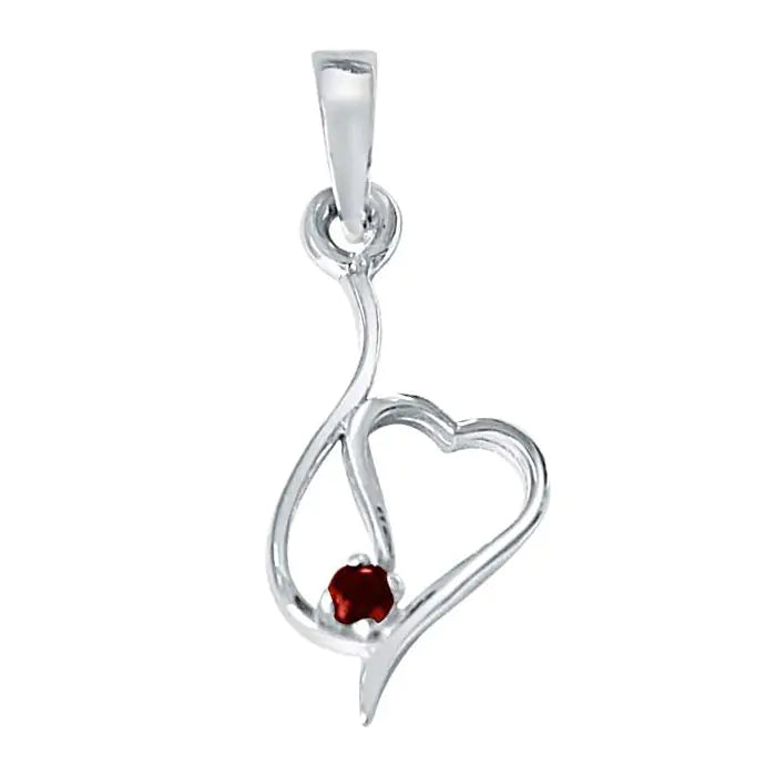 Surat Diamonds A Pair of Ones Red Garnet & 925 Sterling Silver Pendant with 18 IN Chain