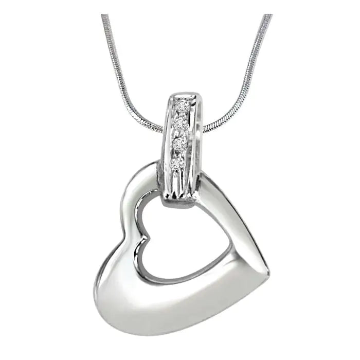 Surat Diamonds Heaven of Love Real Diamond & Sterling Silver Pendant with 18 IN Chain-1