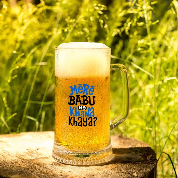 Mere Babu Ne Khana Khaya Beer Mug 600ml - Beer Lover Gift