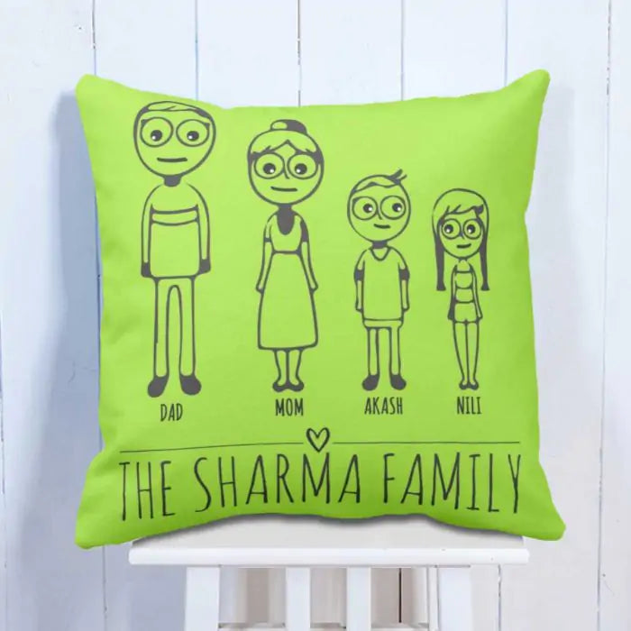 Personalised stick outlet family cushion