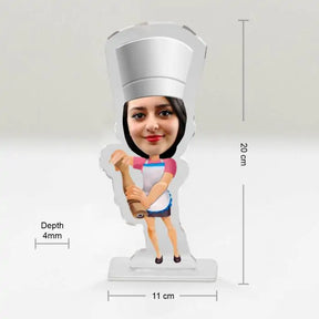 Personalised Lady Chef Caricature Picture Stand