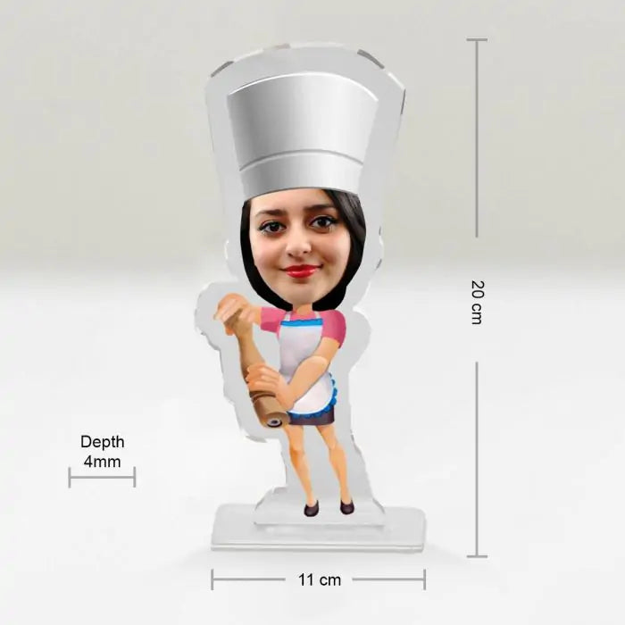 Personalised Lady Chef Caricature Picture Stand-5