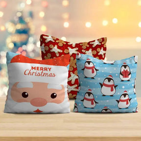 Merry Christmas Decorative Cushions Covers Set of 3