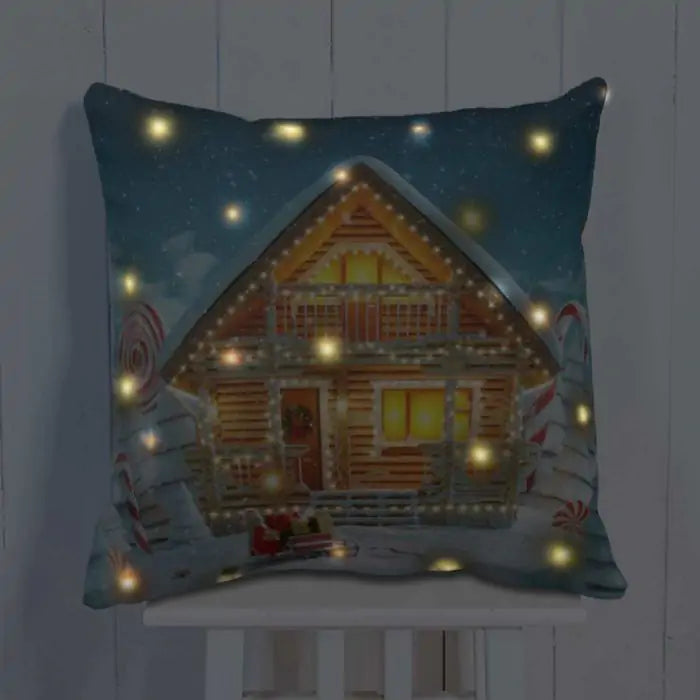 Decorated Log House LED Cushion