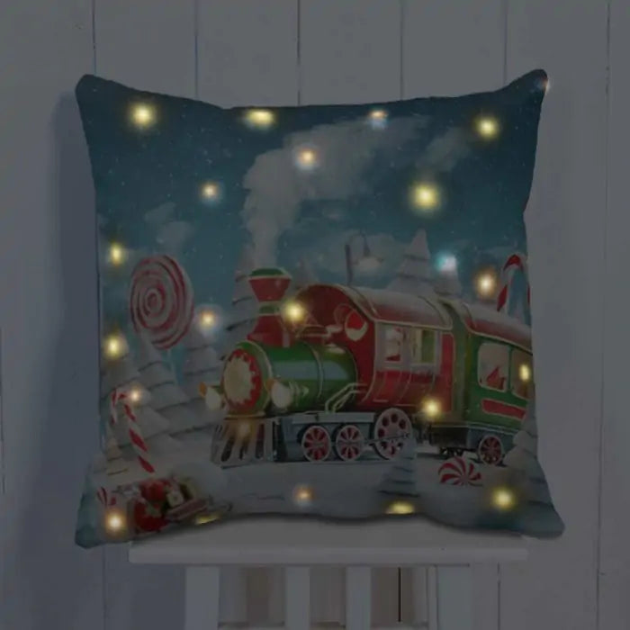 Magical Christmas Train LED Cushion