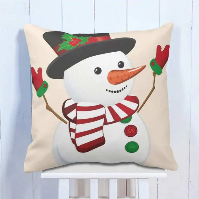 Vintage Christmas Snowman Cushion