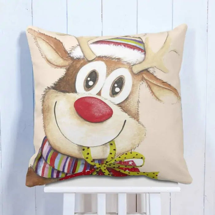 Vintage Christmas Reindeer Cushion