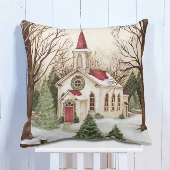 Vintage Noel Retro House Christmas Cushion