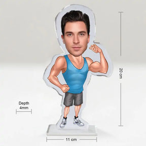 Personalised Caricature Gym Dude Picture Stand