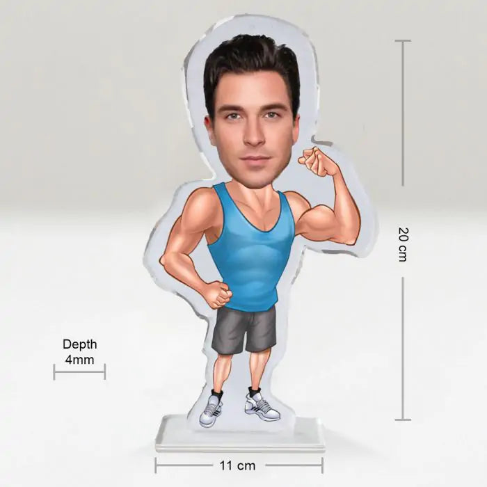 Personalised Caricature Gym Dude Picture Stand-5