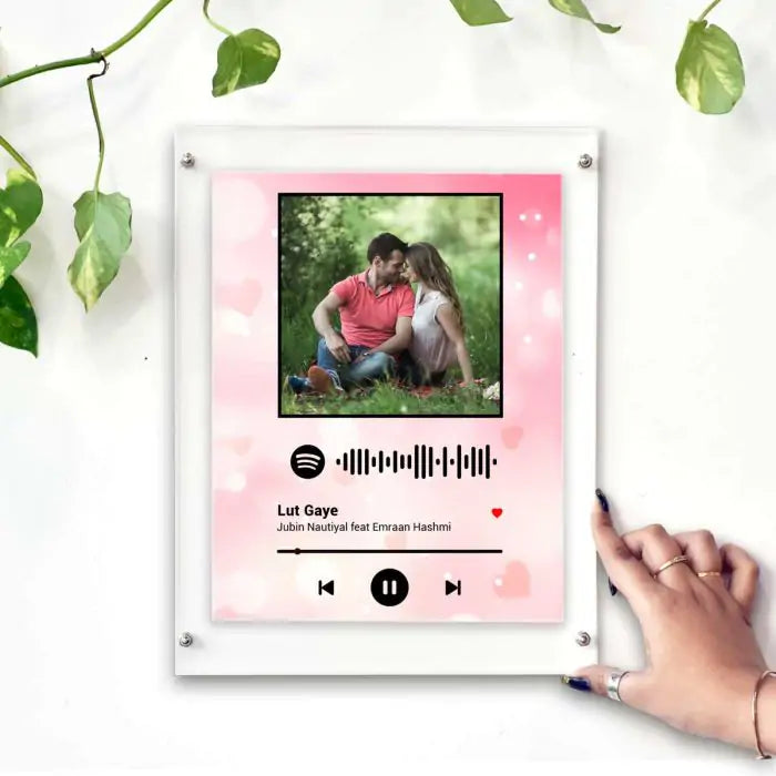 Personalised Spotify Pink Hearts Poster Frame